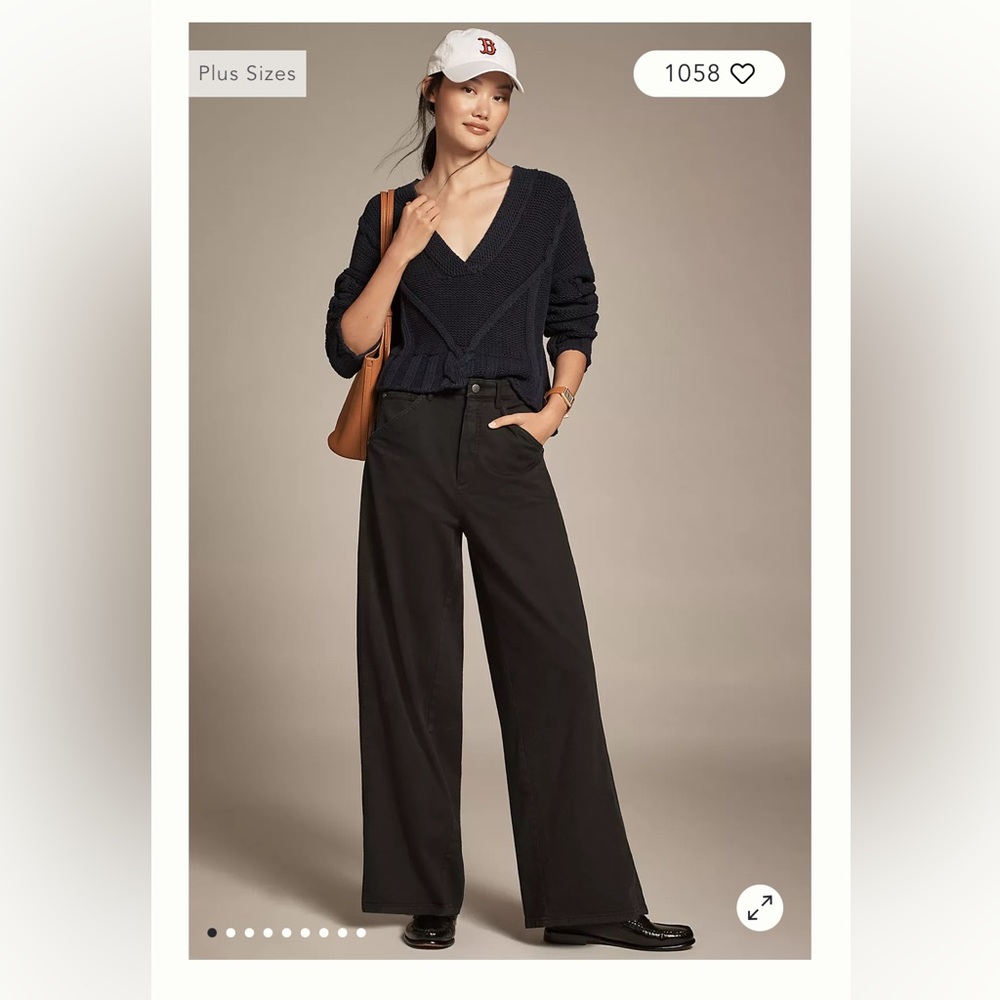 Pilcro Relaxed Elastic-Back Wide-Leg Pants black.